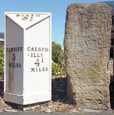 Pair of Mileposts, Heath, Cardiff Wales Pair of Mileposts, Heath, Cardiff Wales