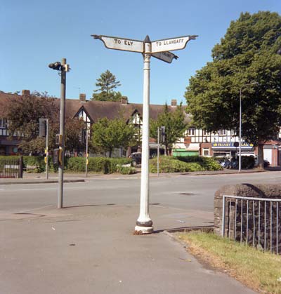 Signpost in Fairwater, Cardiff, Wales